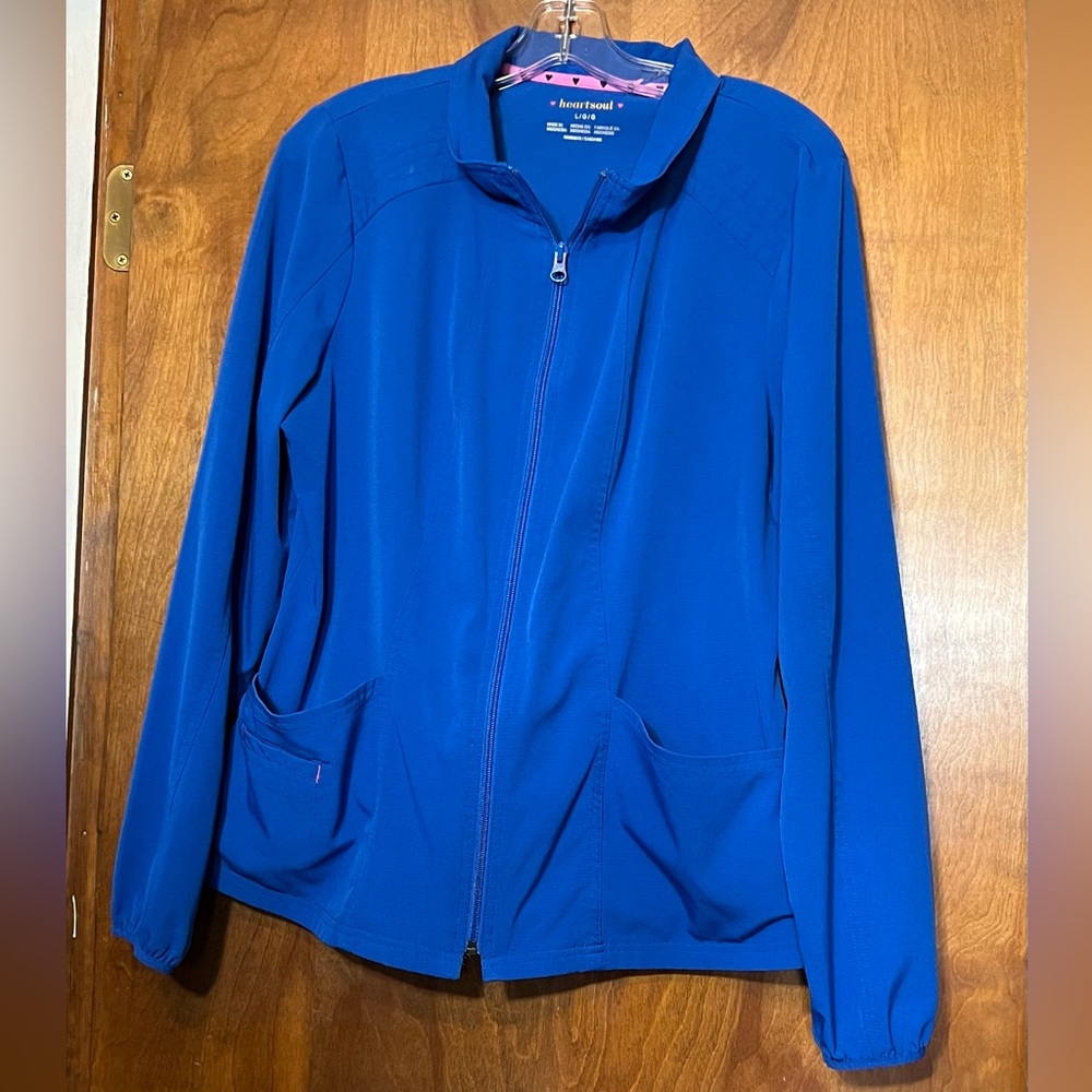 Heartsoul, long sleeved, full zip scrubs jacket/top, size L